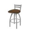 Holland Bar Stool Co. 25" Low Back Swivel Counter Stool, Nickel Finish, Rein Thatch Seat