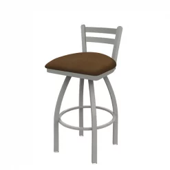Holland Bar Stool Co. 25" Low Back Swivel Counter Stool, Nickel Finish, Rein Thatch Seat