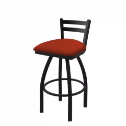 Holland Bar Stool Co. 25" Low Back Swivel Counter Stool, Black Wrinkle, Graph Poppy Seat