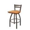 Holland Bar Stool Co. 30" Low Back Swivel Bar Stool, Bronze Finish, Med Maple Seat