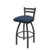 Holland Bar Stool Co. 30" Low Back Swivel Bar Stool, Pewter Finish, Rein Bay Seat