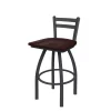 Holland Bar Stool Co. 30" Low Back Swivel Bar Stool, Pewter Finish, Dark Cherry Maple Seat