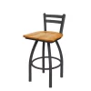 Holland Bar Stool Co. 25" Low Back Swivel Counter Stool, Pewter Finish, Med Oak Seat