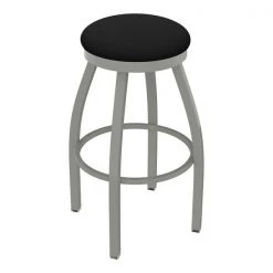 Holland Bar Stool Co. 25" Swivel Counter Stool, Nickel Finish, Black Vinyl Seat