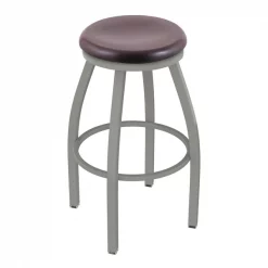 Holland Bar Stool Co. 25" Swivel Counter Stool, Nickel Finish, Dark Cherry Oak Seat