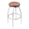 Holland Bar Stool Co. 30" Swivel Bar Stool, Chrome Finish, Med Oak Seat