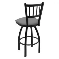 Holland Bar Stool Co. 25" Swivel Counter Stool, Black Wrinkle, Canter Grey Seat -Kitchen & Dining Furniture Sales Store Holland20Bar20Stool20Co 810BW007 2