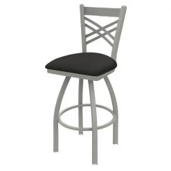 Holland Bar Stool Co. 30" Swivel Bar Stool, Nickel Finish, Canter Iron Seat