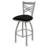 Holland Bar Stool Co. 25" Swivel Counter Stool, Nickel Finish, Black Vinyl Seat
