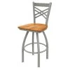 Holland Bar Stool Co. 30" Swivel Bar Stool, Nickel Finish, Med Maple Seat