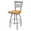 Holland Bar Stool Co. 30" Swivel Bar Stool, Nickel Finish, Med Oak Seat
