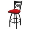 Holland Bar Stool Co. 30" Swivel Bar Stool, Black Wrinkle, Canter Red Seat -Kitchen & Dining Furniture Sales Store Holland20Bar20Stool20Co 820BW011