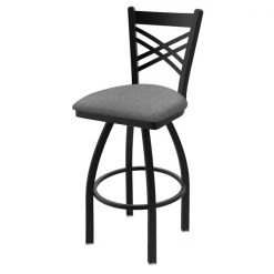 Holland Bar Stool Co. 30" Swivel Bar Stool, Black Wrinkle, Graph Seat