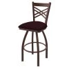 Holland Bar Stool Co. 30" Swivel Bar Stool, Bronze Finish, Canter Bordeaux Seat
