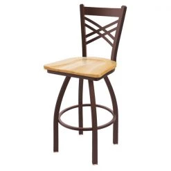 Holland Bar Stool Co. 30" Swivel Bar Stool, Bronze Finish, Nat Oak Seat