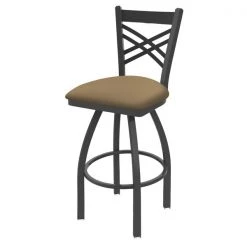 Holland Bar Stool Co. 30" Swivel Bar Stool, Pewter Finish, Canter Sand Seat