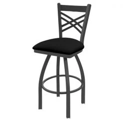 Holland Bar Stool Co. 30" Swivel Bar Stool, Pewter Finish, Black Vinyl Seat
