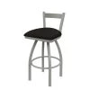 Holland Bar Stool Co. 30" Low Back Swivel Bar Stool, Nickel Finish, Canter Espresso Seat