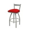 Holland Bar Stool Co. 30" Low Back Swivel Bar Stool, Nickel Finish, Canter Red Seat