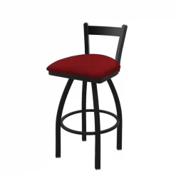 Holland Bar Stool Co. 25" Low Back Swivel Counter Stool, Black Wrinkle, Graph Ruby Seat