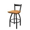 Holland Bar Stool Co. 30" Low Back Swivel Bar Stool, Black Wrinkle, Med Maple Seat -Kitchen & Dining Furniture Sales Store Holland20Bar20Stool20Co 821BWMedMpl