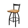 Holland Bar Stool Co. 25" Low Back Swivel Counter Stool, Black Wrinkle, Med Oak Seat -Kitchen & Dining Furniture Sales Store Holland20Bar20Stool20Co 821BWMedOak