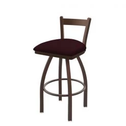 Holland Bar Stool Co. 30" Low Back Swivel Bar Stool, Bronze Finish, Canter Bordeaux Seat