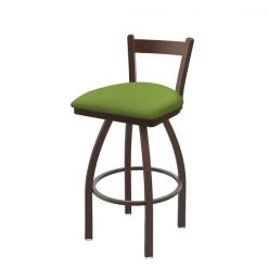 Holland Bar Stool Co. 30" Low Back Swivel Bar Stool, Bronze Finish, Canter Kiwi Green Seat