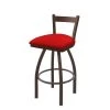 Holland Bar Stool Co. 30" Low Back Swivel Bar Stool, Bronze Finish, Canter Red Seat