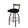 Holland Bar Stool Co. 30" Low Back Swivel Bar Stool, Bronze Finish, Black Vinyl Seat