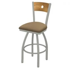 Holland Bar Stool Co. 30" Swivel Counter Stool, Nickel Finish, Med Back, Canter Sand Seat