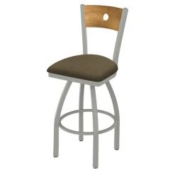 Holland Bar Stool Co. 30" Swivel Counter Stool, Nickel Finish, Med Back, Graph Cork Seat