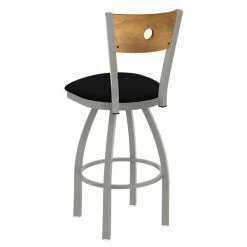 Holland Bar Stool Co. 25" Swivel Counter Stool, Nickel Finish, Med Back, Black Vinyl Seat -Kitchen & Dining Furniture Sales Store Holland20Bar20Stool20Co 830ANMedMplBBlkVinyl 2