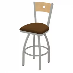 Holland Bar Stool Co. 30" Swivel Counter Stool, Nickel Finish, Nat Back, Canter Thatch Seat