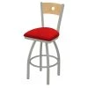 Holland Bar Stool Co. 30" Swivel Counter Stool, Nickel Finish, Nat Back, Canter Red Seat -Kitchen & Dining Furniture Sales Store Holland20Bar20Stool20Co 830ANNatMplB011