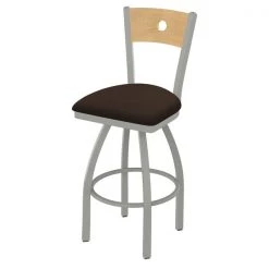 Holland Bar Stool Co. 25" Swivel Counter Stool, Nickel Finish, Nat Back, Rein Coffee Seat