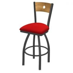 Holland Bar Stool Co. 25" Swivel Counter Stool, Pewter Finish, Med Back, Canter Red Seat
