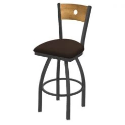 Holland Bar Stool Co. 25" Swivel Counter Stool, Pewter Finish, Med Back, Rein Coffee Seat