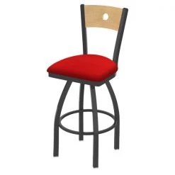 Holland Bar Stool Co. 30" Swivel Counter Stool, Bronze Finish, Nat Back, Canter Red Seat