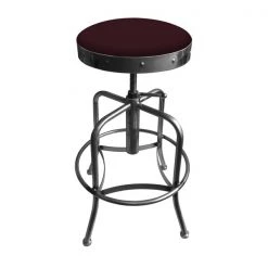 Holland Bar Stool Co. Adjustable Stool, Clear Coat Finish, Canter Bordeaux Seat