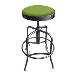Holland Bar Stool Co. Adjustable Stool, Clear Coat Finish, Canter Kiwi Green Seat