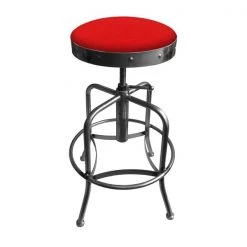 Holland Bar Stool Co. Adjustable Stool, Clear Coat Finish, Canter Red Seat