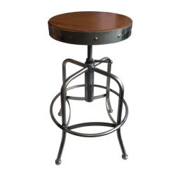 Holland Bar Stool Co. Adjustable Stool, Clear Coat Finish, Med Distressed Hardwood Seat
