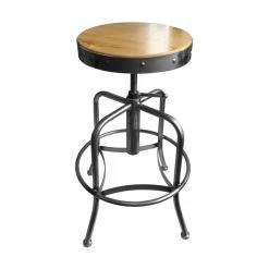 Holland Bar Stool Co. Adjustable Stool, Clear Coat Finish, Natural Distressed Hardwood Seat