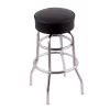 Holland Bar Stool Co. 25" Counter Stool, Chrome Finish, Black Vinyl Seat, 360 Swivel