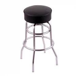 Holland Bar Stool Co. 30" Bar Stool, Chrome Finish, Black Vinyl Seat, 360 Swivel