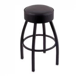 Holland Bar Stool Co. 25" Counter Stool, Black Wrinkle, Black Vinyl Seat, 360 Swivel