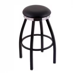 Holland Bar Stool Co. 25" Counter Stool, Black Wrinkle, Vinyl Seat, Accent Ring, 360 Swivel