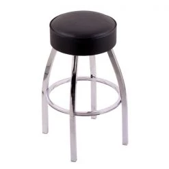 Holland Bar Stool Co. 30" Bar Stool, Chrome Finish, Black Vinyl Seat, 360 Swivel