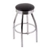 Holland Bar Stool Co. 30" Bar Stool, Chrome Finish, Accent Ring, Black Vinyl Seat, 360 Swivel